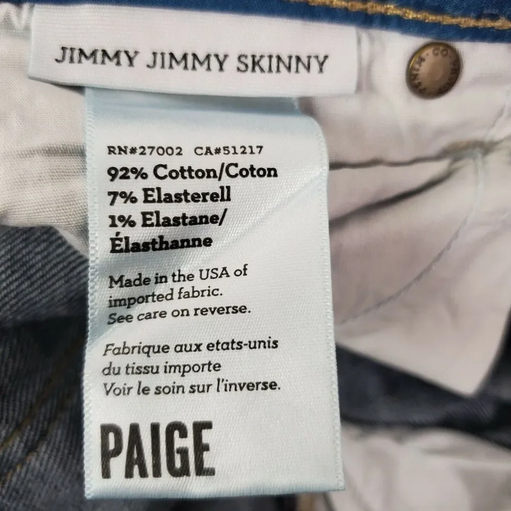 Paige Jimmy Jimmy Skinny‎ Crop Jeans Dark Wash Womens Size 27